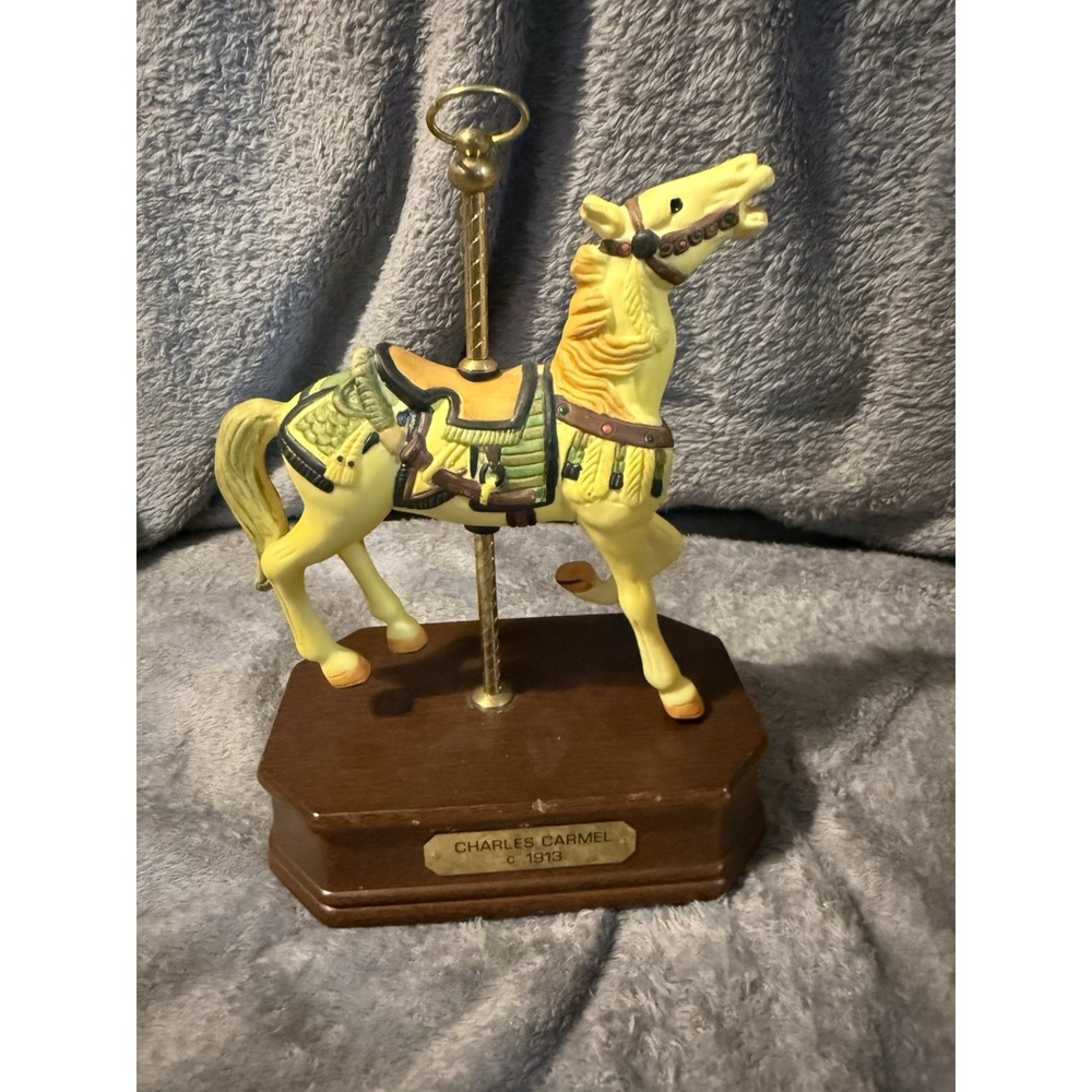 Vtg 1989 Charles Carmel 1913 horse musical figurine Tested And Works